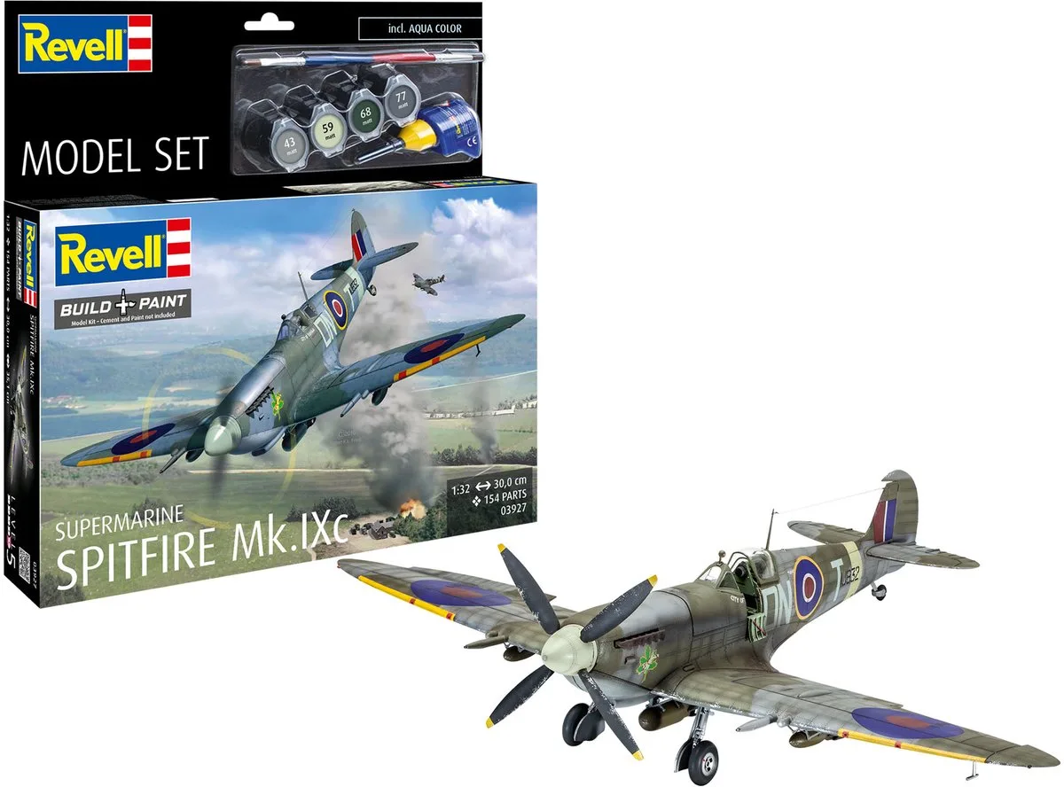 Modelbouwpakket Vliegtuigen - 63927 Supermarine Spitfire Mk.IXc - Propeller Vliegtuig - Model Set Plastic - 1:32 - Modelbouw van Revell in Meerkleurig – productfoto
