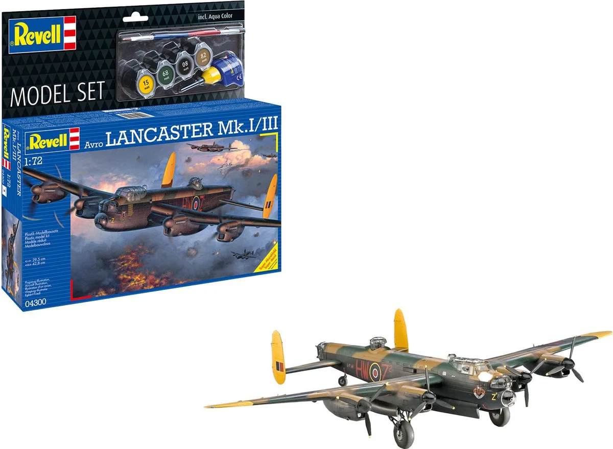 Modelbouwpakket Vliegtuigen - 64300 Avro Lancaster Mk.I/III - Propeller Vliegtuig - Model Set Plastic - 1:72 - Modelbouw de Revell en Multicolore – photo produit