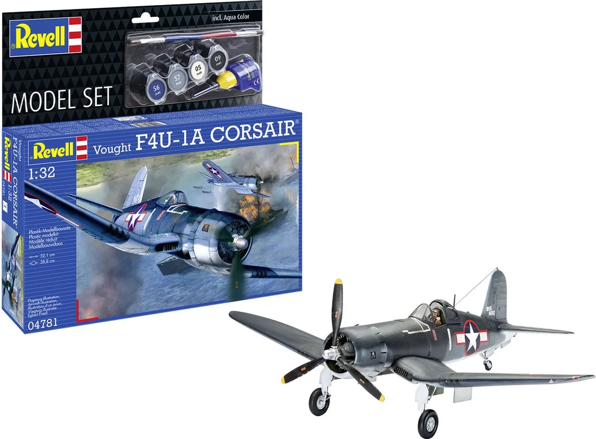 Modelbouwpakket Vliegtuigen - 64781 Vought F4U-1A CORSAIR - Propeller Vliegtuig - Model Set Plastic - 1:32 - Modelbouw de Revell en Multicolore – photo produit