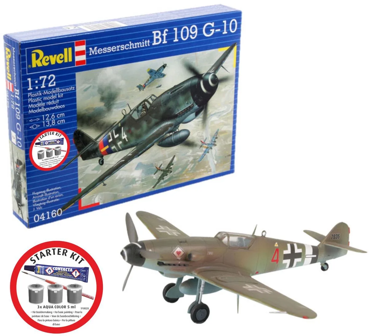 Modelbouwpakket Vliegtuigen - 74160 Messerschmitt Bf 109 G-10 - Propellervliegtuig - Starter Kit Plastic - 1:72 - Modelbouw van Revell in Meerkleurig – productfoto