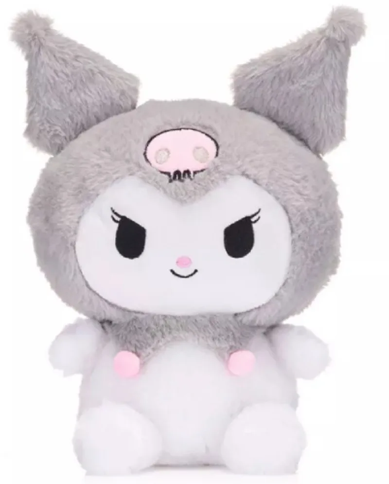 Hello Kitty Fluffy Pluche Knuffel 30 cm - Speelgoed Knuffels voor Kinderen Meisjes - Kat Cat Kitten Plush Toy by Sanrio in Grey – product photo