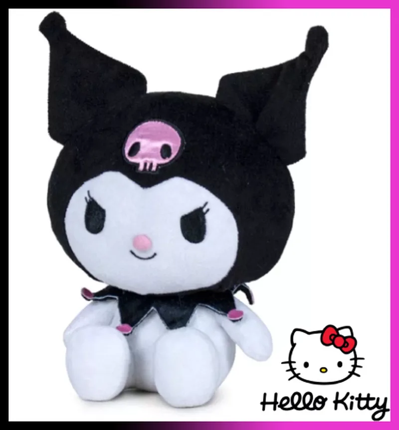 Hello Kitty Pluche Knuffel 27 cm {Speelgoed Knuffeldier Knuffelpop voor kinderen jongens meisjes | Keroppy Melody Hello Kity Kat Cat Plush Toy} by Sanrio in Kuromi – product photo