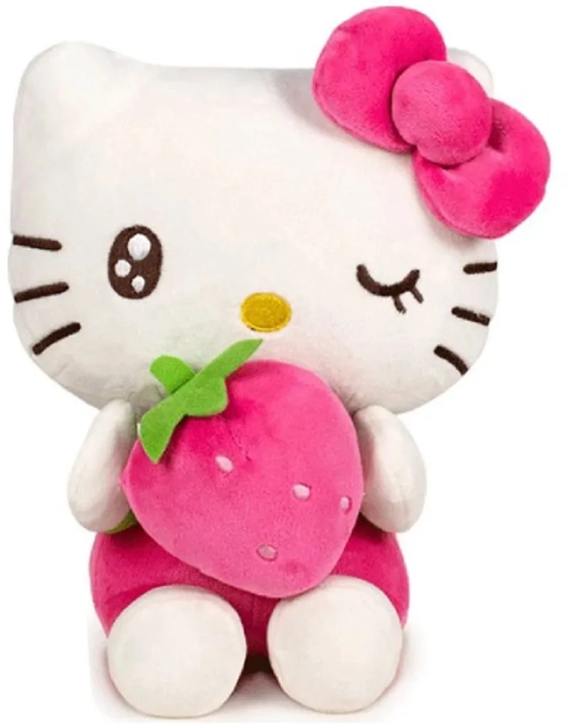 Pluche Knuffel 20 cm - Hello Kitty Plush Toy - Speelgoed Knuffels voor Kinderen Jongens Meisjes - Kuromi Keroppi Melody by Sanrio in Aardbei – product photo