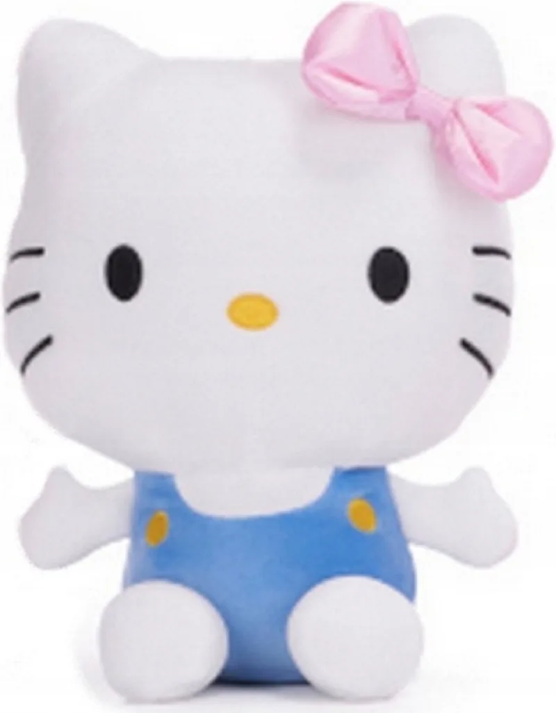 Zittend (Blauw/Wit) Pluche Knuffel 18 cm - Speelgoed knuffels voor kinderen jongens meisjes - Hello Kity Kat Cat Plush Toy - Kuromi, Sanrio, My Melody de Sanrio en Bleu – photo produit