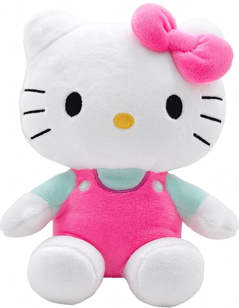 Zittend (Turquoise/Roze) Pluche Knuffel 20 cm - Speelgoed Knuffels voor Kinderen Meisjes - Kat Cat Kitten Plush Toy - Melody, Kuromi, Hello Kitty från Sanrio i Vit – produktbild