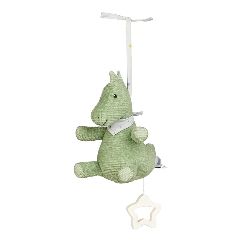 Spieluhr S Dino Rexi - Baby-Spieluhr aus feinem Cord - Schmusetier zum Binden - Einschlafhilfe wirkt beruhigend zu Hause & unterwegs, steingrün von Sterntaler – Produktfoto