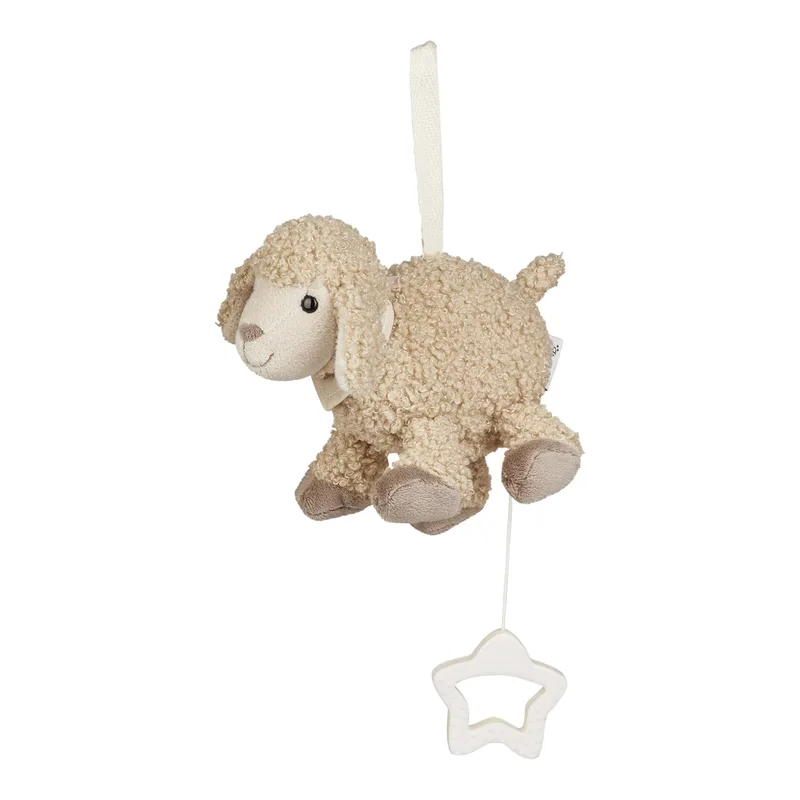 Spieluhr S Schaf Flocke - Baby-Spieluhr aus weichem Stoff - Kuscheltier mit herausnehmbarer Spieluhr zum Waschen, beruhigende Einschlafhilfe für Zuhause und unterwegs, sandfarben von Sterntaler – Produktfoto