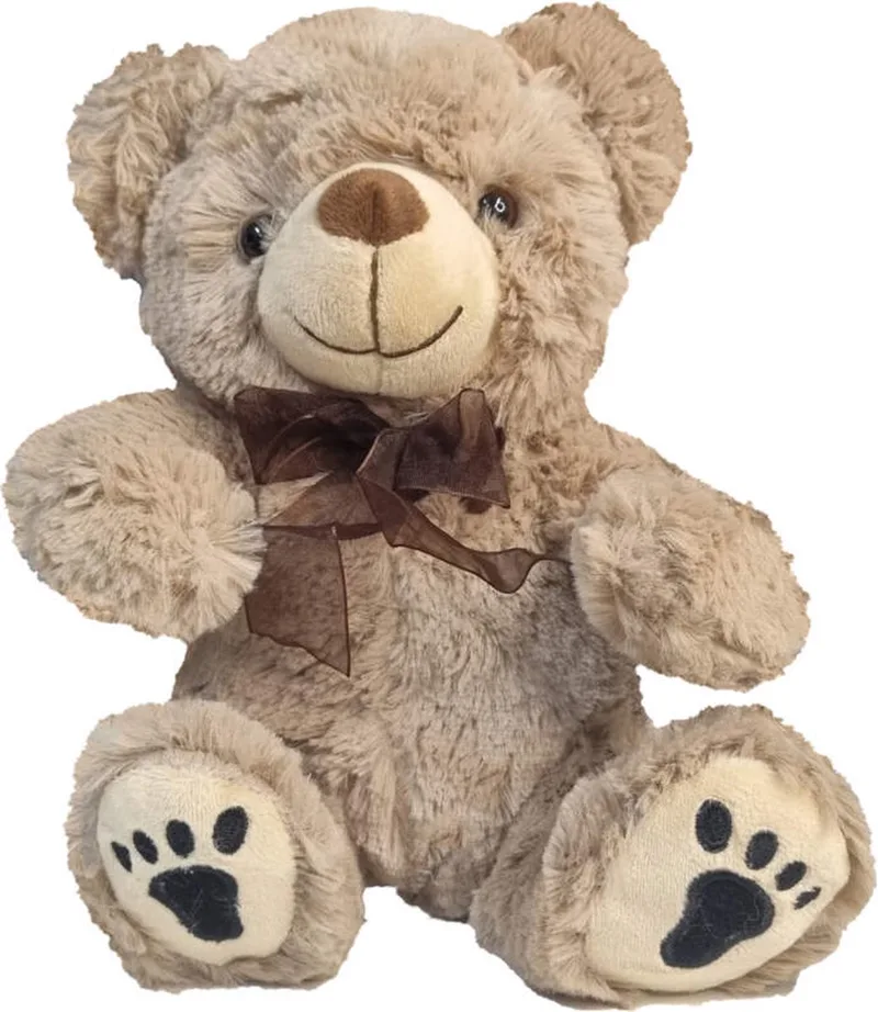 Knuffel - Knuffelbeer - Teddybeer 23cm met strik - Grullie från Sunkid i Grå – produktbild