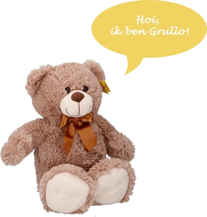 Knuffel - Knuffelbeer - Teddybeer 54cm met strik - Grullo från Sunkid i Grå – produktbild
