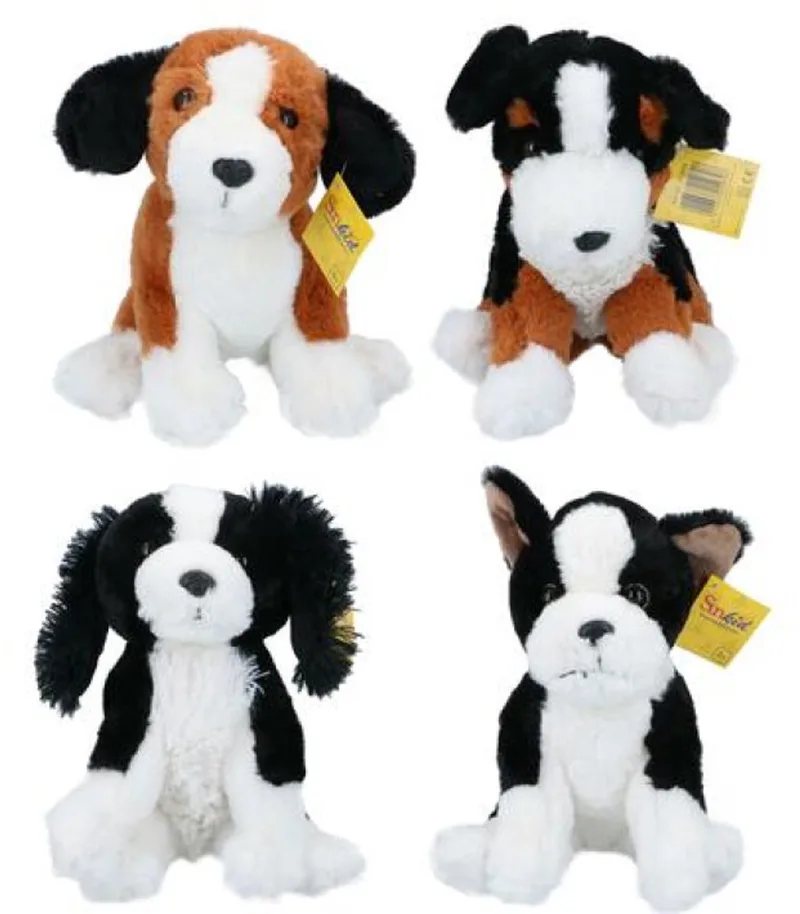 Pluche - knuffel - zittende hond - 4 assorti från Sunkid i Flerfärgad – produktbild
