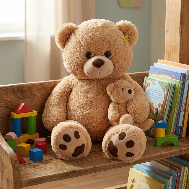 Pluche Teddybeer met Baby - 130cm Grote Knuffelbeer - Extra Zacht en Groot Knuffelmaatje - Inclusief Klein Babybeertje - Ideaal Cadeau voor Elke Gelegenheid - Kleur