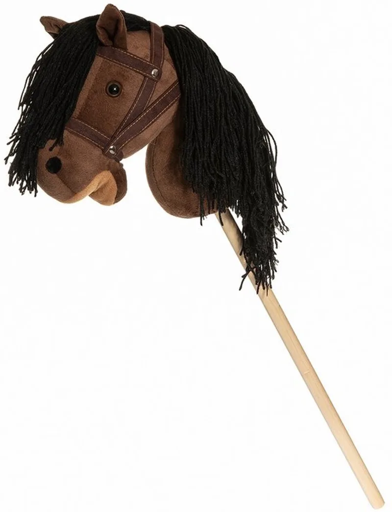 Stokpaard - Pluche paard - houten stok, teugels, 80 cm, T-TED-03002 by Teddykompaniet in Brown – product photo