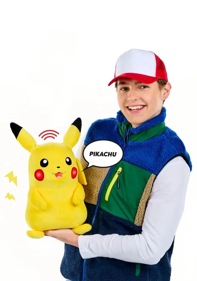 Pikachu Interactieve Knuffel Pop - 40 cm Hoog - Realistische Bewegingen en Meer dan 120 Geluiden - Knipperende Ogen - Bewegende Mond en Oren - Gloeiende Wangen - Pokemon Speelgoed - Speelgoed vanaf 3 Jaar - Pokemon Knuffels