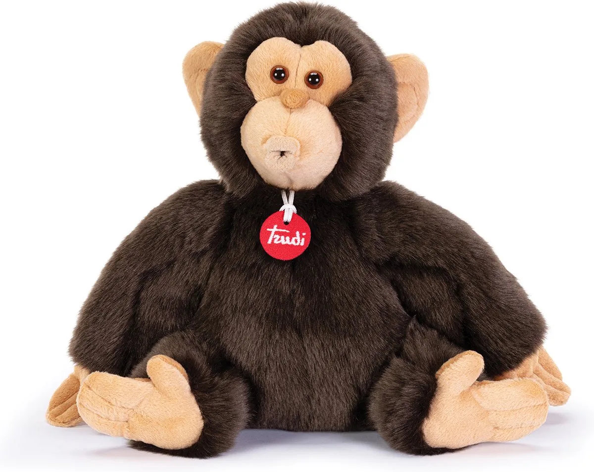 Classic Knuffel Aap Bisko 33 cm - Handgemaakt in Italie - Hoge kwaliteit pluche knuffel - Knuffeldier voor jongens en meisjes - Bruin - 33x30x19 cm maat M by Trudi in Aap Bruin Bisko – product photo