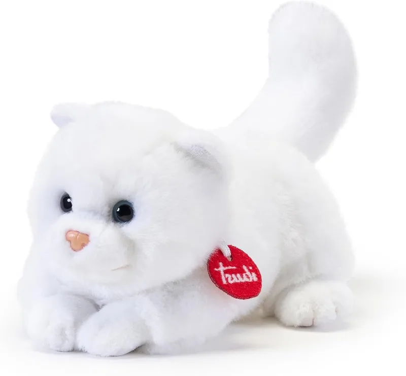 Classic Knuffel Kat Brad 22 cm - Handgemaakt in Italië - Pluche knuffel - Knuffeldier voor jongens en meisjes - Wit - 16x19x22 cm maat S by Trudi in Kat Wit Brady – product photo