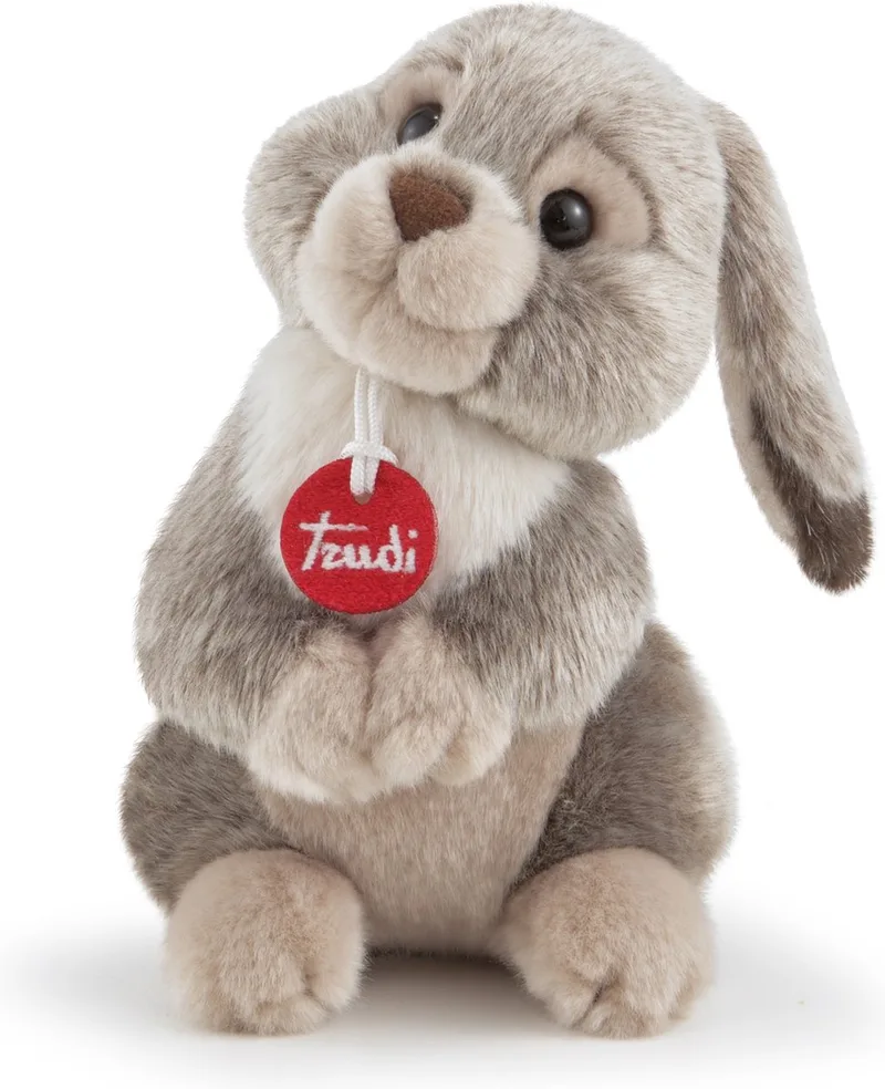 Classic Knuffel Konijn Lino 19 cm - Handgemaakt in Italie - Hoge kwaliteit pluche knuffel - Knuffeldier voor jongens en meisjes - Bruin - 12x19x15 cm maat S by Trudi in Konijn Grijs – product photo
