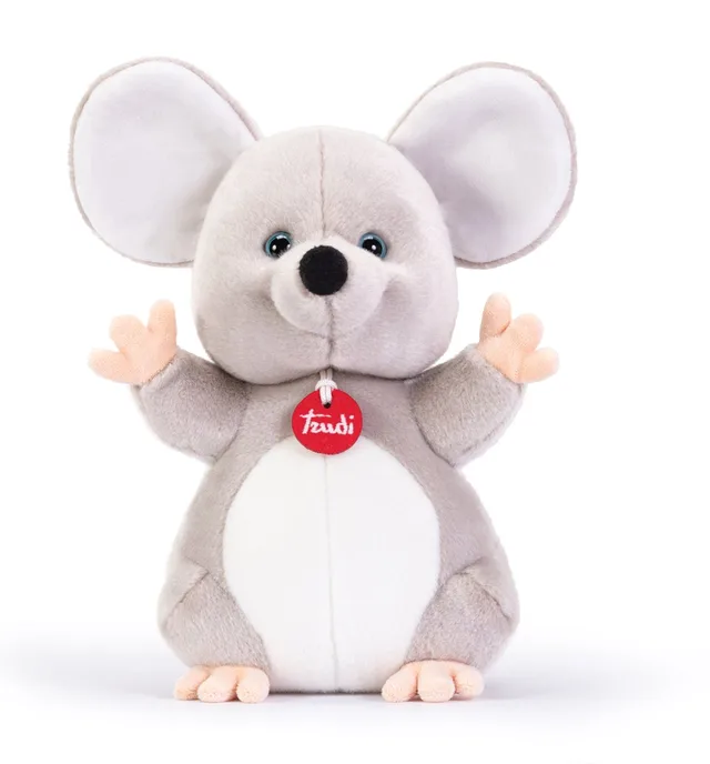 Classic Knuffel Muis Martin 30 cm - Handgemaakt in Italie - Hoge kwaliteit pluche knuffel - Knuffeldier voor jongens en meisjes - Grijs - 23x30x17 cm maat M