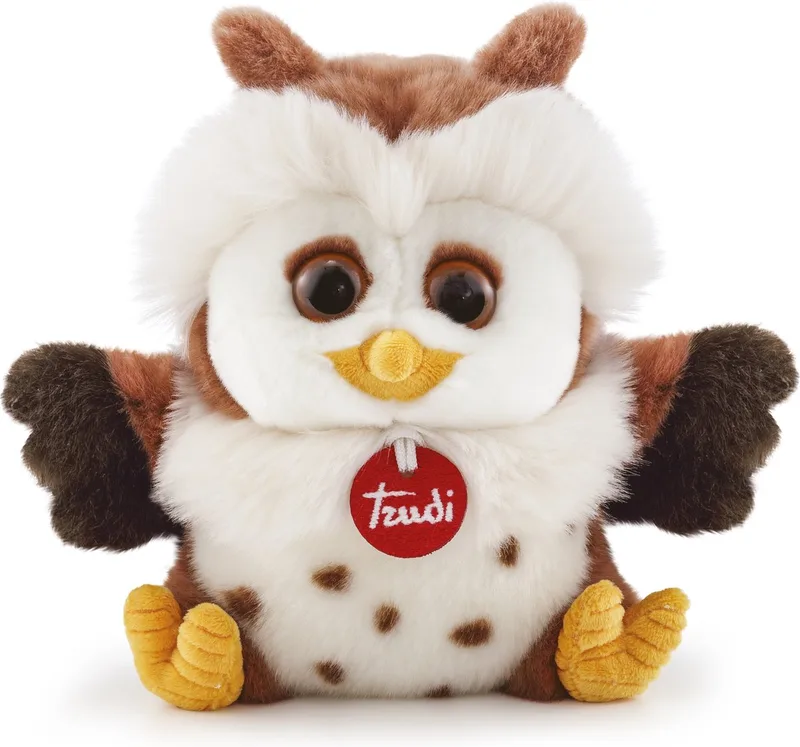 Classic Knuffel Uil Gek 19 cm - Handgemaakt in Italie - Hoge kwaliteit pluche knuffel - Knuffeldier voor jongens en meisjes - Wit Bruin - 19x19x16 cm maat S by Trudi in Uil Wit Bruin – product photo
