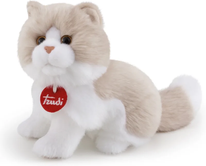 Classic Knuffelkat Giada 23 cm - Handgemaakt in Italie - Zacht pluche - Knuffeldier voor jongens en meisjes - Wit Grijs - 11x18x23 cm maat S by Trudi in Kat Grijs Wit – product photo