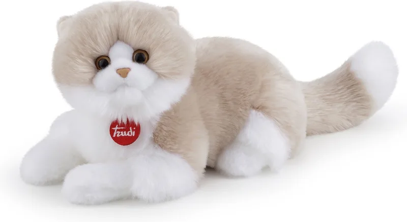 Classic Knuffelkat Giada 47 cm - Handgemaakt in Italie - Zacht pluche - Knuffeldier voor jongens en meisjes - Wit Grijs - 20x20x47 cm maat M fra Trudi i Kat Lichtbruin – produktbillede