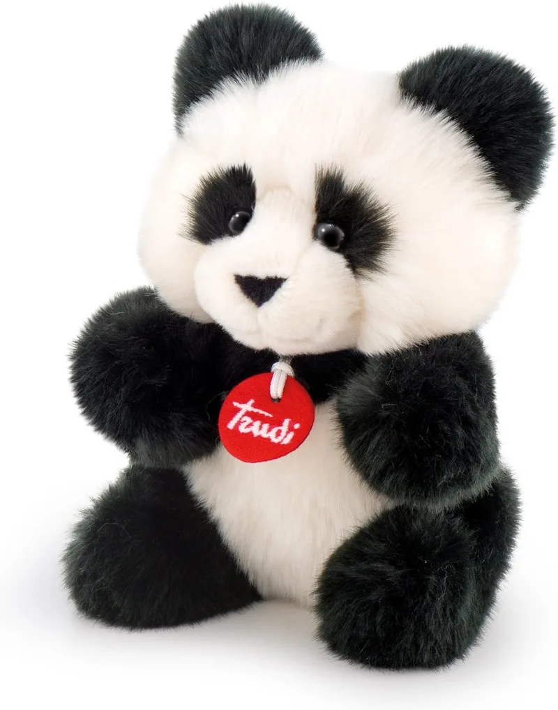 Fluffy Knuffel 19 cm - Hoge kwaliteit pluche knuffel - Knuffeldier voor jongens en meisjes - Zwart Wit - 17x19x13 cm maat S van Trudi in Panda – productfoto