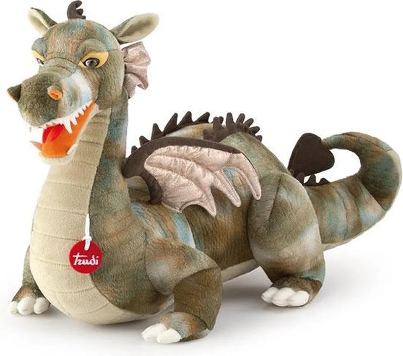 Knuffel Draak Drago Arancio 24 cm - Handgemaakt in Italie - Zacht pluche - Knuffeldier voor jongens en meisjes - Groen Oranje - 35x26x24 cm maat S by Trudi in Draak Groen – product photo