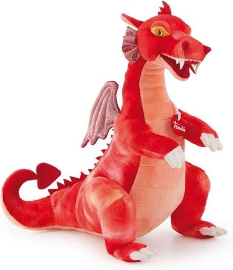 Knuffel Draak Fantasy Red Dragon 40 cm - Handgemaakt in Italie - Luxe pluche - Knuffeldier voor jongens en meisjes - Rood van Trudi in Draak rood Fantasy – productfoto