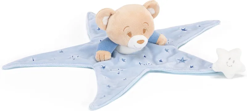 Knuffeldoekje Beer Doudou - Hoge kwaliteit pluche knuffel - Knuffelbeer voor jongens en meisjes - Bruin Blauw - 37x10x32 cm maat S van Trudi in Beer Blauw – productfoto