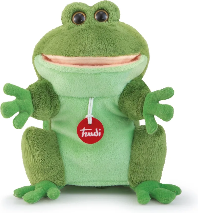 Puppets Handpop Kikker 28 cm - Handgemaakt in Italie - Zacht pluche - Knuffeldier voor jongens en meisjes - Groen - 19x23x15 cm maat S by Trudi in Kikker Groen – product photo