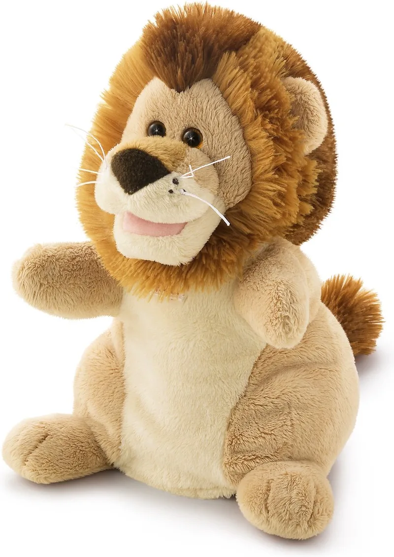 Puppets Handpop Leeuw 25 cm - Handgemaakt in Italie - Zacht pluche - Knuffeldier voor jongens en meisjes - Beige - 16x25x15 cm maat S by Trudi in Leeuw Bruin – product photo
