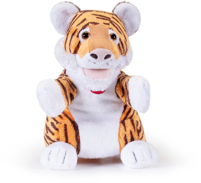 Puppets Handpop Tijger 17 cm - Handgemaakt in Italie - Pluche knuffel - Knuffeldier voor jongens en meisjes - Oranje Wit - Beweegbare kop, poten en oren von Trudi in Tijger Oranje – Produktfoto