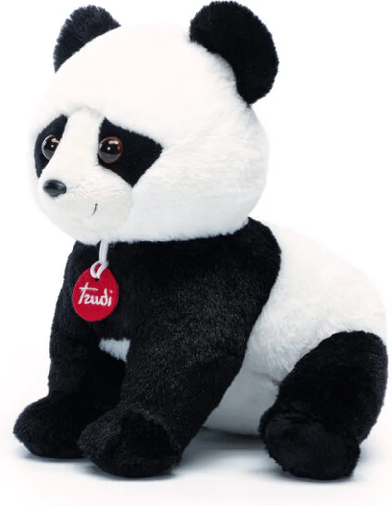 Puppies Knuffel Panda 25 cm - Handgemaakt in Italie - Zacht pluche - Knuffeldier voor jongens en meisjes - Zwart Wit - 22x25x22 cm maat M by Trudi in Panda puppy – product photo