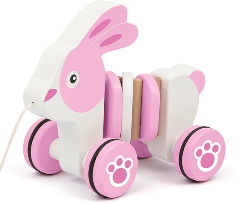 Sevi Pull Along Animal Bunny: 25x10x16 cm - Konijn - voor kinderen vanaf 1 jaar by Trudi in Pink – product photo