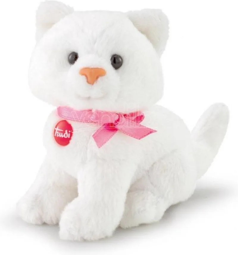 Sweet Collection Knuffel Kat Wit 9 cm - Handgemaakt in Italie - Zacht pluche - Knuffeldier voor jongens en meisjes - Wit - 5x9x8 cm maat XXS van Trudi in Kat Poes Wit – productfoto