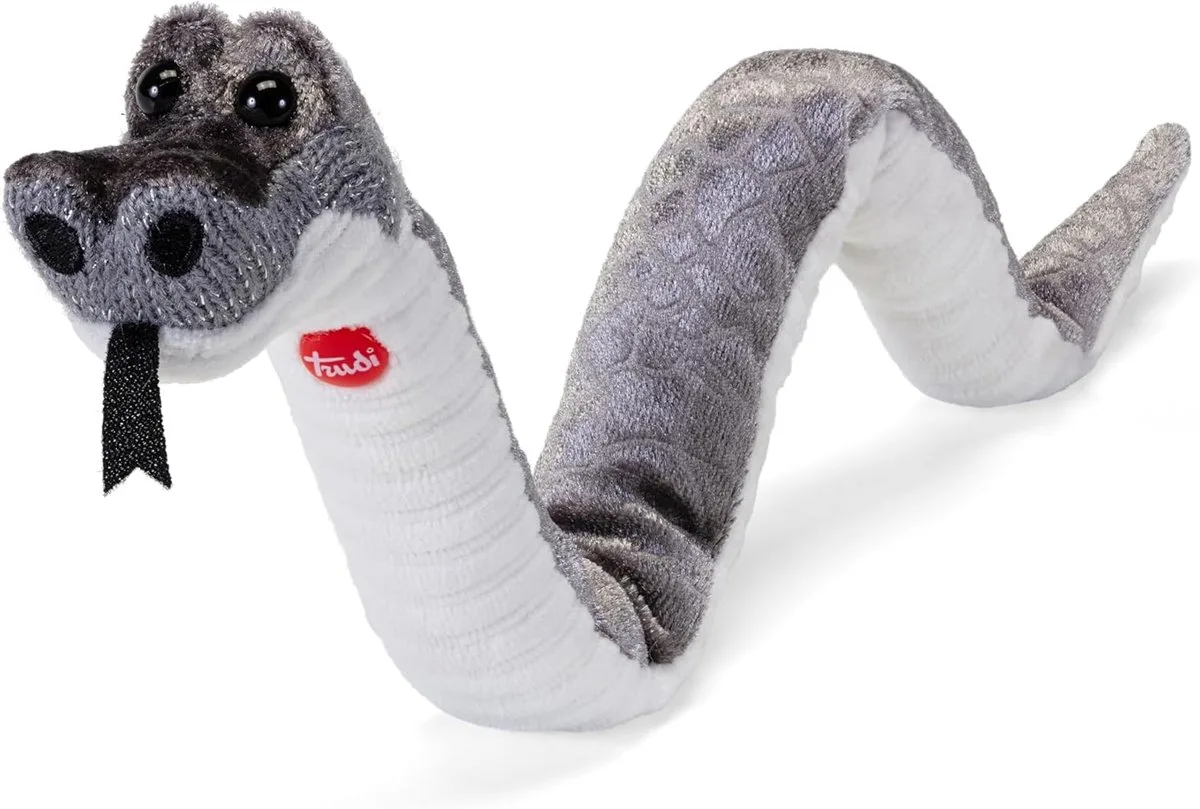Sweet Collection Knuffel Slang Pier 35 cm - Handgemaakt in Italië - Pluche knuffel - Knuffeldier voor jongens en meisjes - Grijs/Zilver - 35x3x4 cm maat XXS de Trudi en Slang Grijs – photo produit