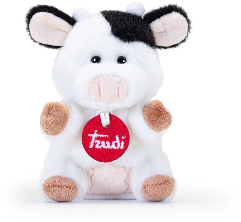 Trudino Knuffel Koe 14 cm - Handgemaakt in Italie - Zacht pluche - Knuffeldier voor jongens en meisjes - Zwart Wit - 8x14x8 cm maat XS van Trudi in Koe Zwart Wit – productfoto