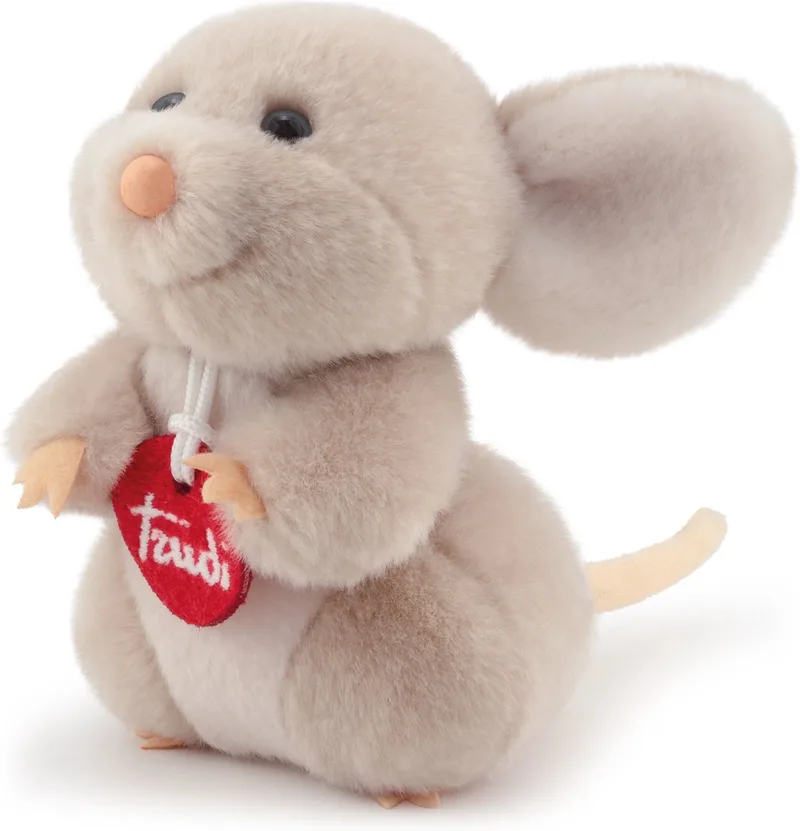 Trudino Knuffel Muis 14 cm - Handgemaakt in Italie - Zacht pluche - Knuffeldier voor jongens en meisjes - Roze Grijs - 13x14x14 cm maat XS de Trudi en Muis Grijs – photo produit