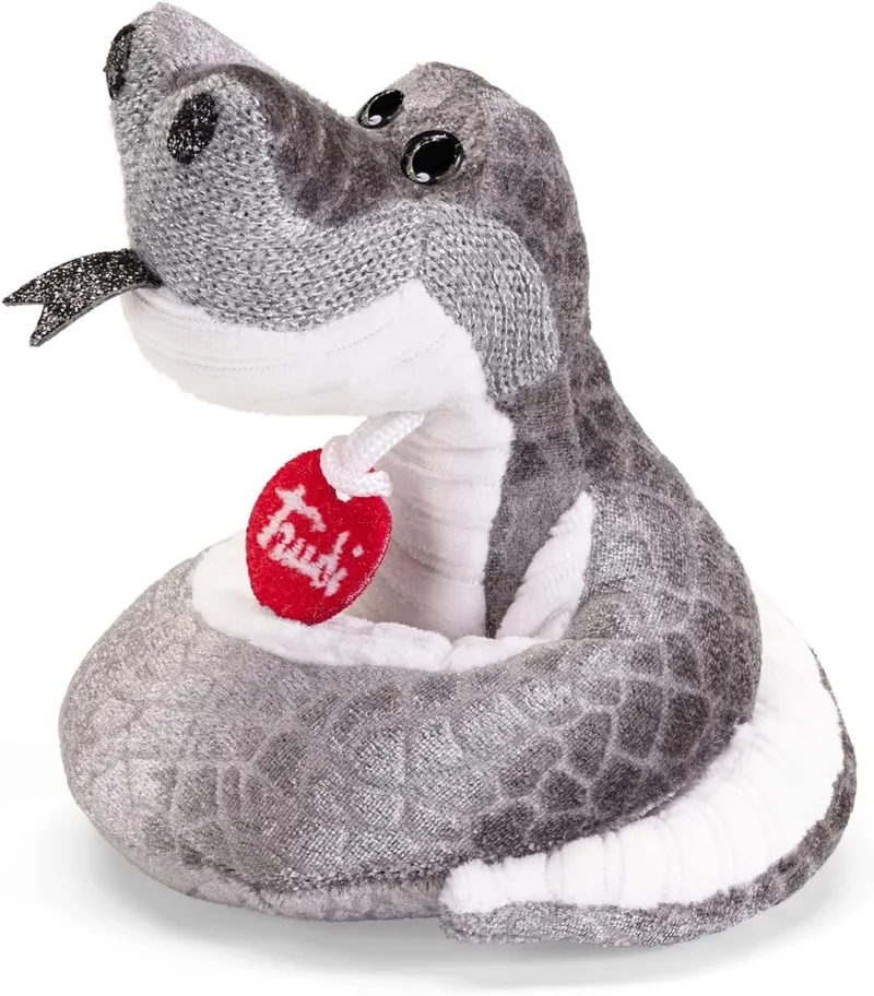 Trudino Knuffel Slang Pier 39 cm - Handgemaakt in Italië - Pluche knuffel - Knuffeldier voor jongens en meisjes - Grijs/Zilver - 39x4x5 cm maat XS by Trudi in Slang Grijs – product photo