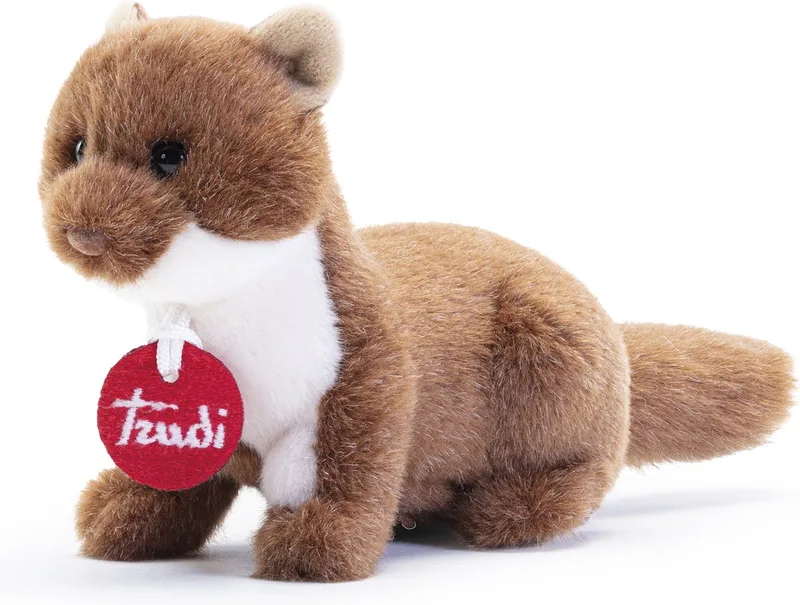 Trudino Knuffel Steenmarter Parco Adamello Brenta 14 cm - Handgemaakt in Italie - Zacht pluche - Knuffeldier voor jongens en meisjes - Bruin Wit - 17x14x9 cm maat XS van Trudi in Steenmarter Bruin – productfoto
