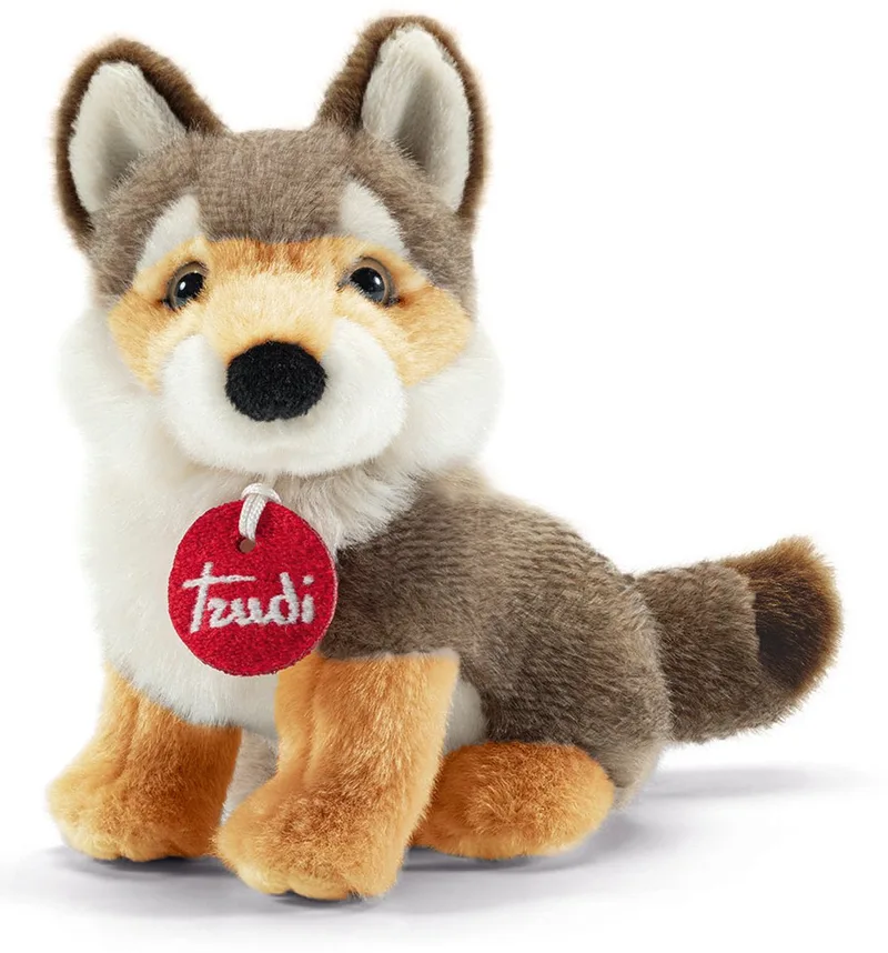 Trudino Knuffel Wolf Parco dello Stelvio 17 cm - Handgemaakt in Italië - Pluche knuffel - Knuffeldier voor jongens en meisjes - Grijs - 9x16x17 cm maat XS van Trudi in Wolf Grijs – productfoto