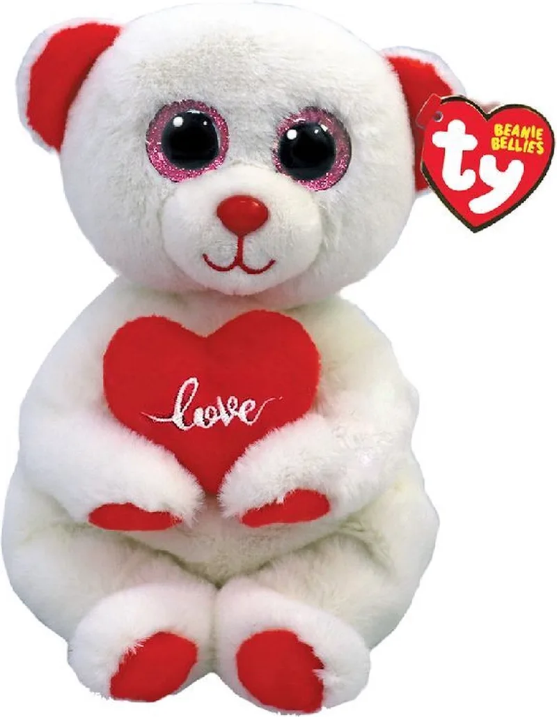 Beanie Babies Bellies Knuffelbeer Desi met Hart 15 cm by Ty in Blue – product photo