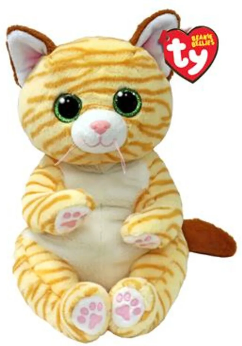 Beanie Babies Bellies Mango Cat Medium van Ty in Geel met bruin – productfoto