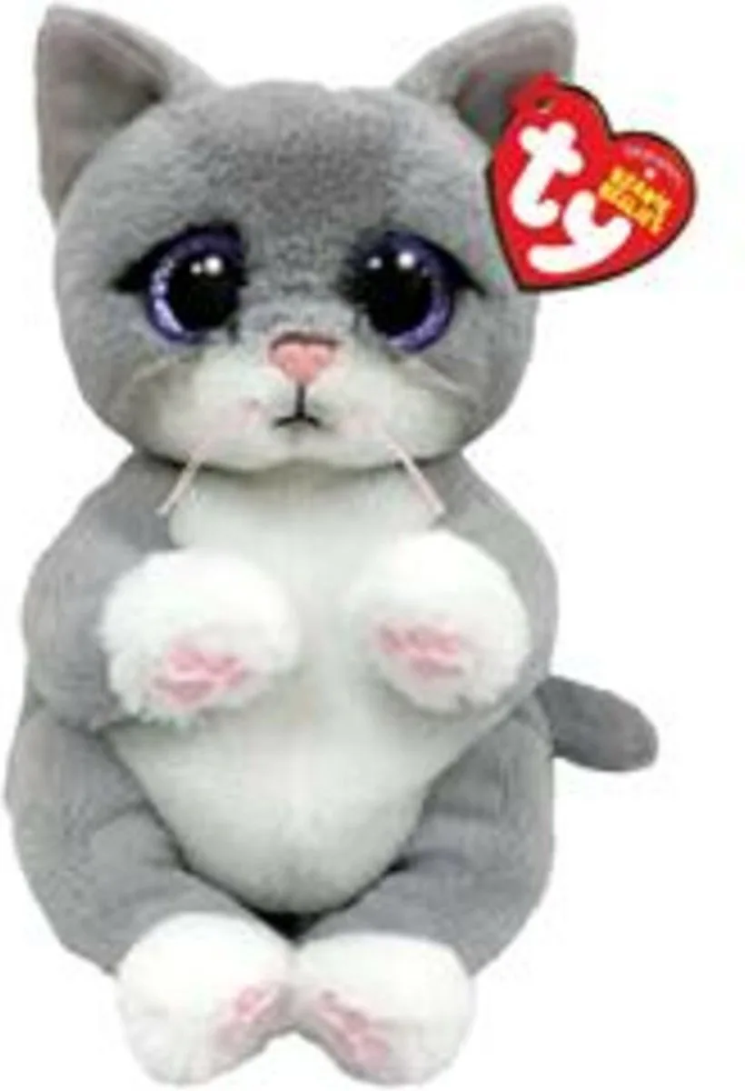 Beanie Babies Bellies Morgan Cat 15 cm fra Ty i Grå – produktbillede