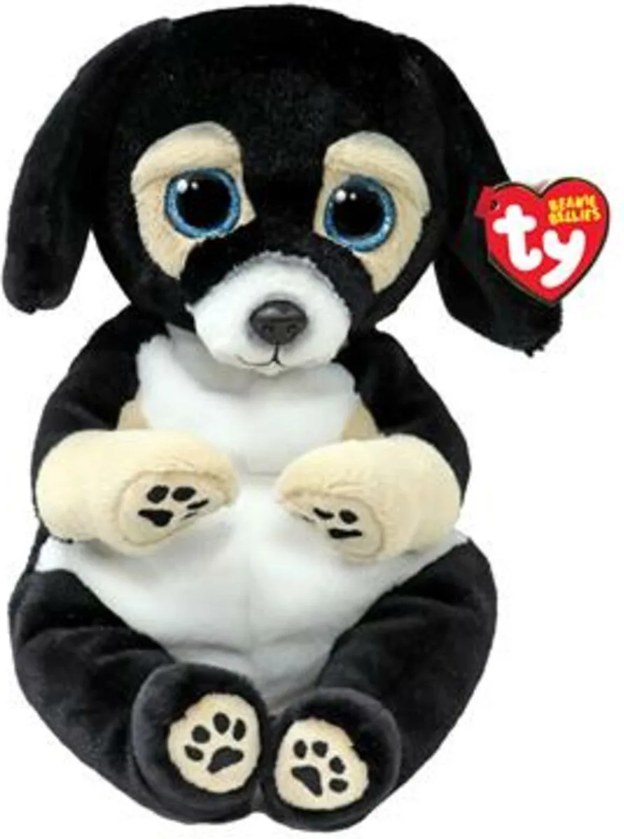 Beanie Babies Bellies Ranger Dog Medium van Ty in Zwart en Wit – productfoto
