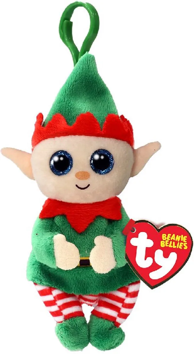 Clip Christmas Elf Green Belly 7 cm van Ty in Blauw – productfoto