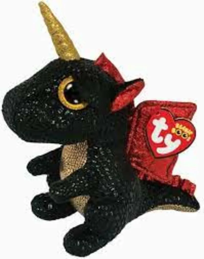 Grindal Dragon 15cm by Ty in Black, Gold, Pink – product photo