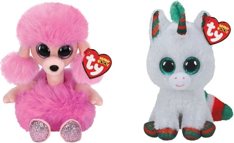 Knuffel - Beanie Boo's - Camilla Poodle & Christmas Unicorn von Ty in Mehrfarbig – Produktfoto