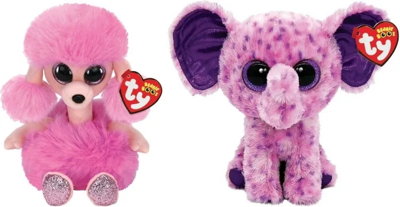 Knuffel - Beanie Boo's - Camilla Poodle & Eva Elephant von Ty in Mehrfarbig – Produktfoto