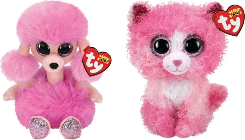 Knuffel - Beanie Boo's - Camilla Poodle & Reagan Cat von Ty in Mehrfarbig – Produktfoto