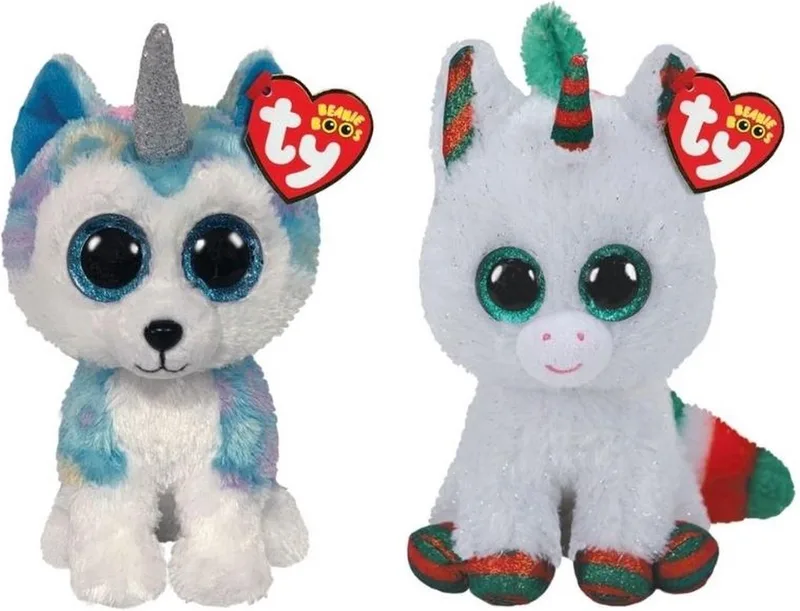 Knuffel - Beanie Boo's - Helena Husky & Christmas Unicorn von Ty in Mehrfarbig – Produktfoto